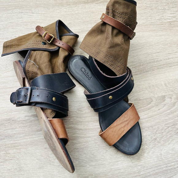 Chloe Canvas Gladiator Wrap Strappy Sandals - Picture 4 of 5